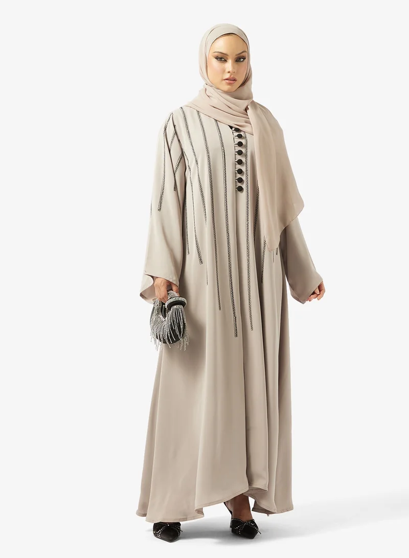 hayas closet  Abaya with button detailing & Sheila for Women | Best Price UAE